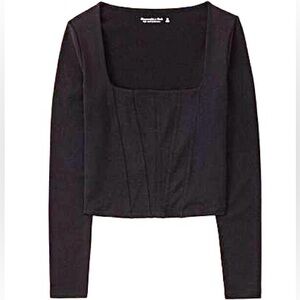 Abercrombie & Fitch Soft AF Collection Long Sleeve Corset Bodice Top Stretch